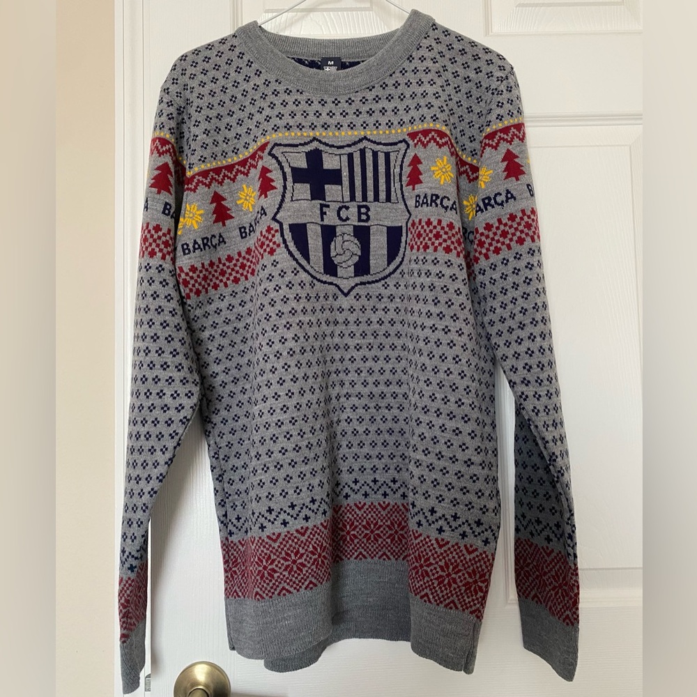 Fc Barcelona Christmas Sweater Size Medium
